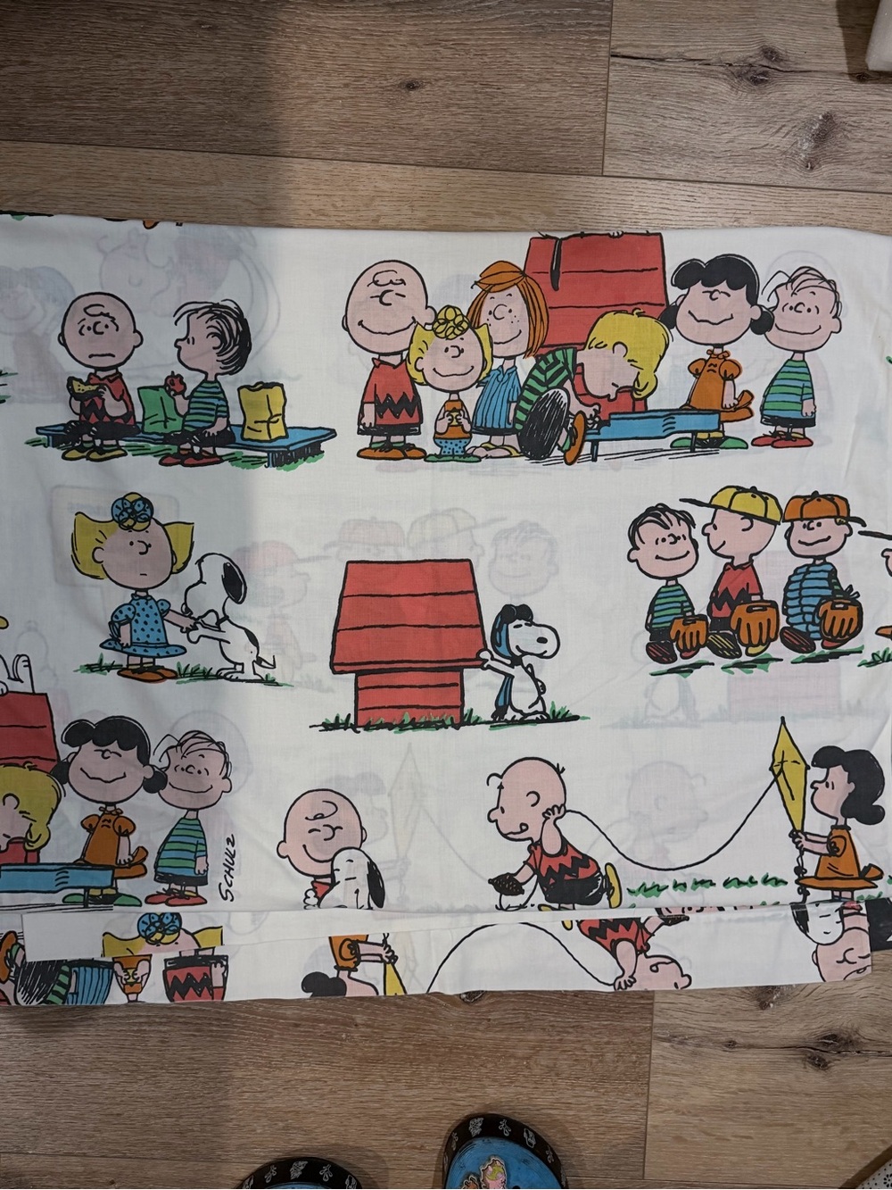 Peanuts Comic Strip White Cotton Blanket with Multicolor Characters # vintage - Picture 3 of 4